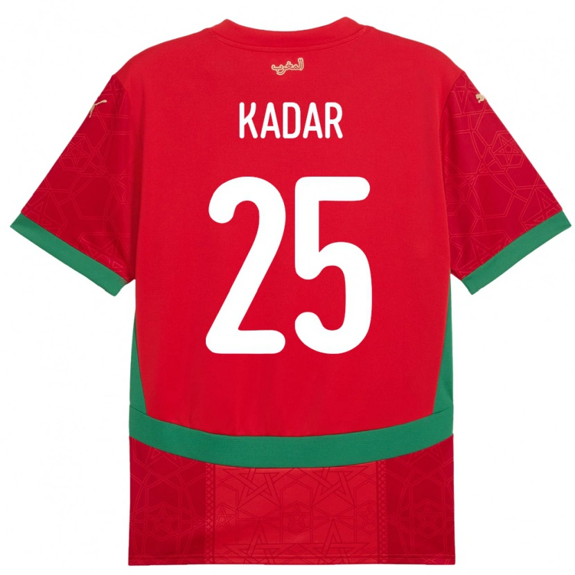 Danxen Enfant Maillot Maroc Nawfel-Abdelkader Kadar #25 Rouge Tenues Domicile 24-26 T-Shirt