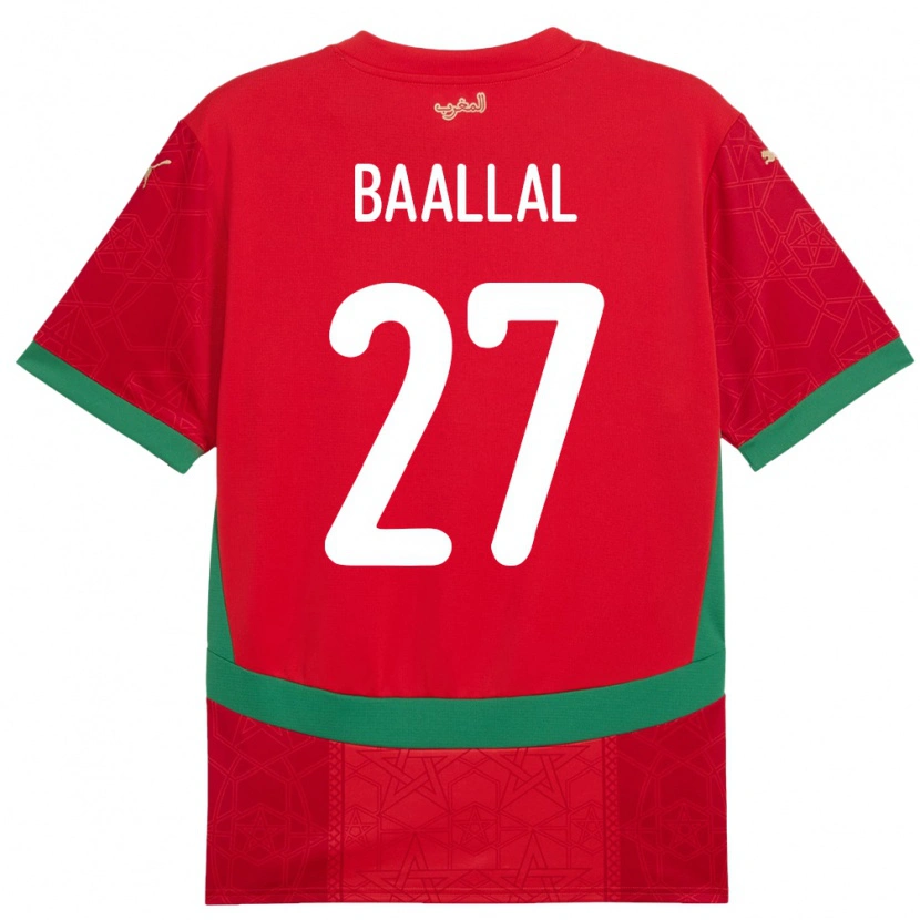 Danxen Enfant Maillot Maroc Adam Baallal #27 Rouge Tenues Domicile 24-26 T-Shirt