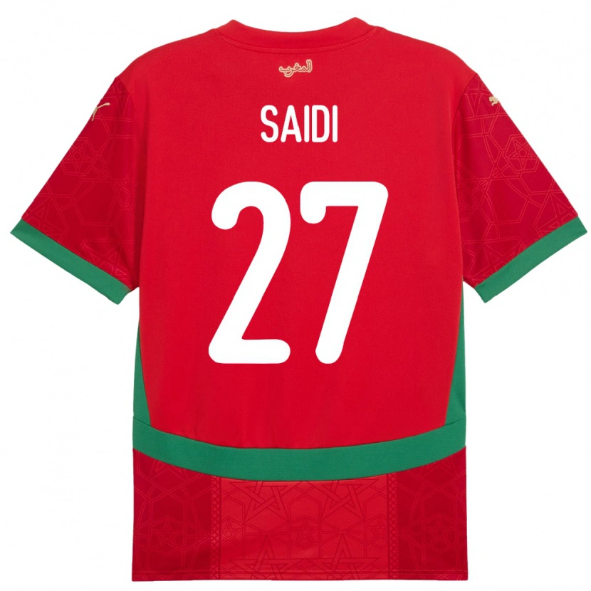 Danxen Enfant Maillot Maroc Yahya Saidi #27 Rouge Tenues Domicile 24-26 T-Shirt
