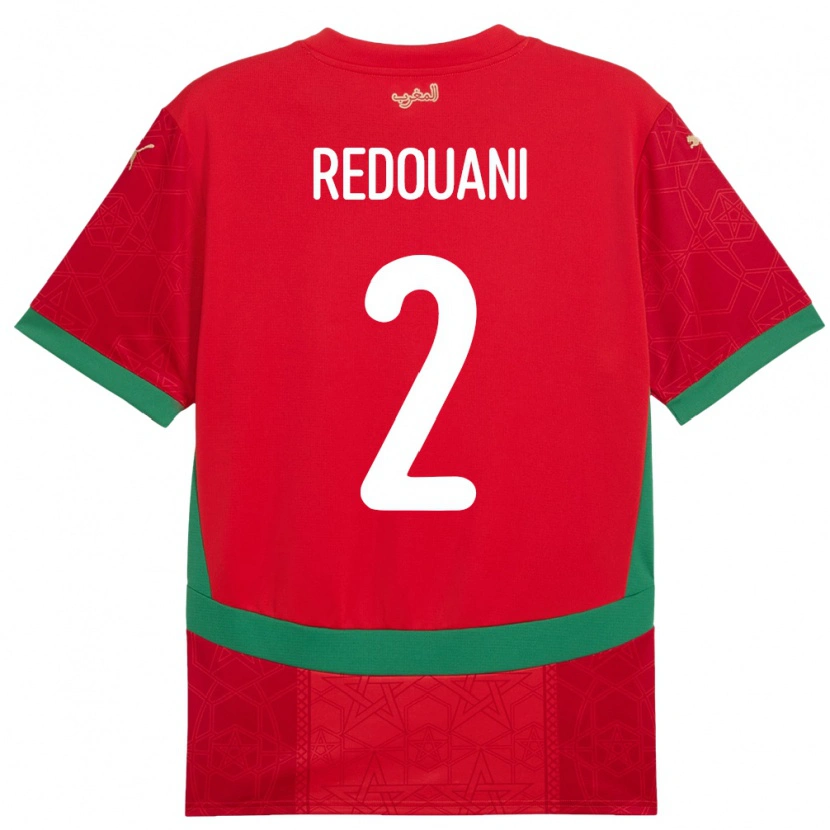 Danxen Enfant Maillot Maroc Zineb Redouani #2 Rouge Tenues Domicile 24-26 T-Shirt