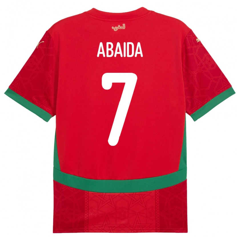 Danxen Enfant Maillot Maroc Haitam Abaida #7 Rouge Tenues Domicile 24-26 T-Shirt