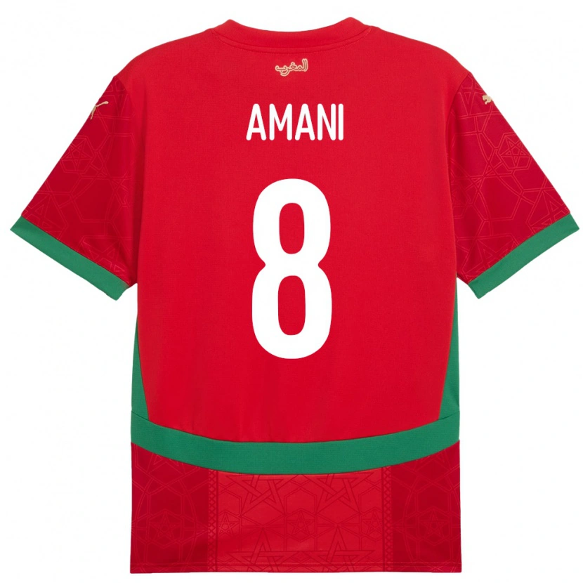 Danxen Enfant Maillot Maroc Salma Amani #8 Rouge Tenues Domicile 24-26 T-Shirt