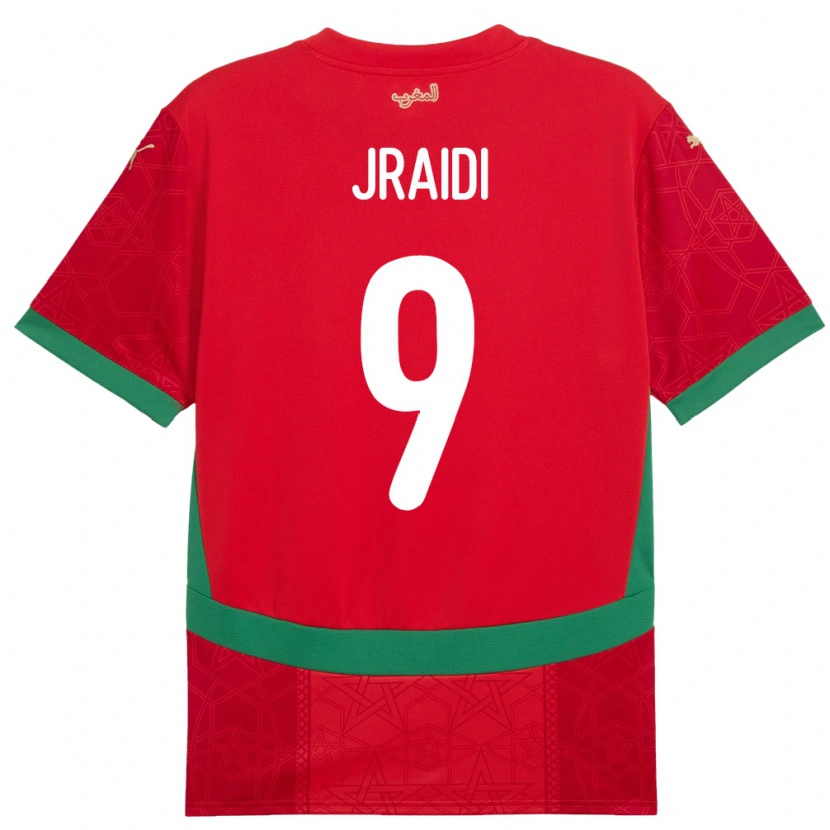 Danxen Enfant Maillot Maroc Ibtissam Jraidi #9 Rouge Tenues Domicile 24-26 T-Shirt