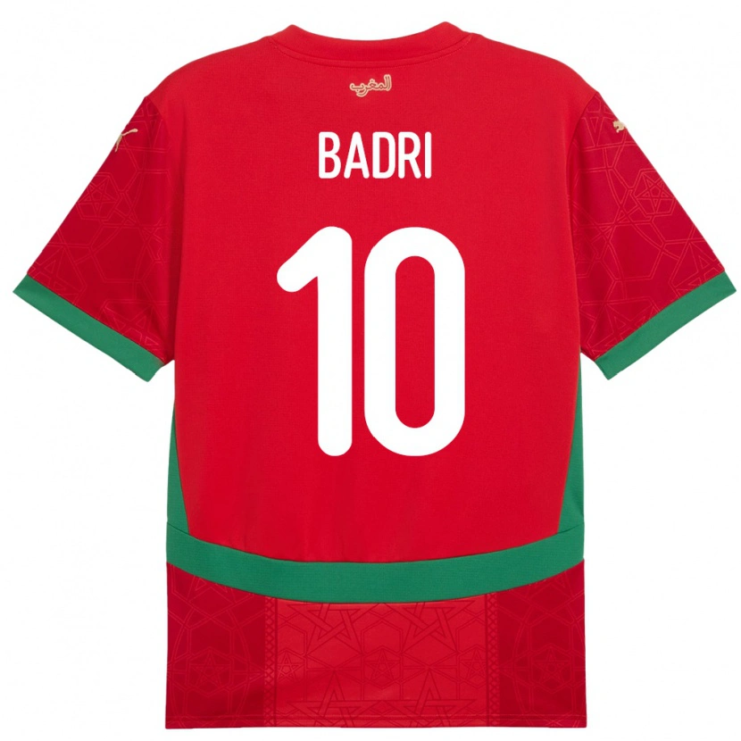 Danxen Enfant Maillot Maroc Najat Badri #10 Rouge Tenues Domicile 24-26 T-Shirt