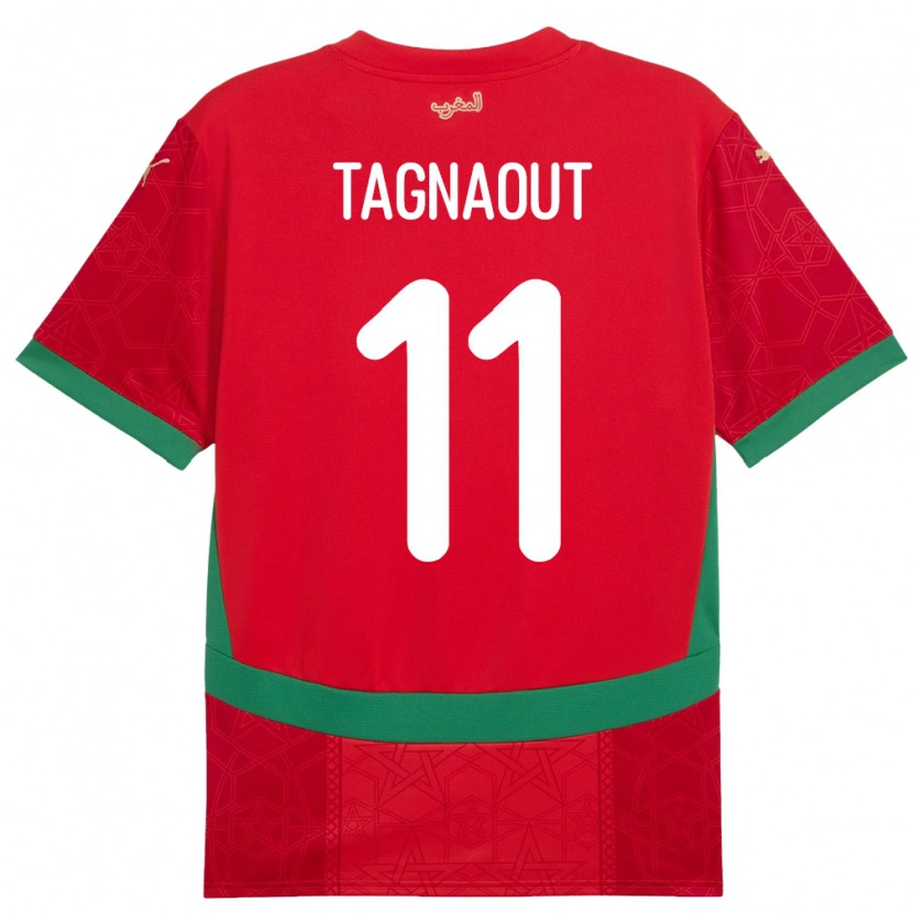 Danxen Enfant Maillot Maroc Fatima Tagnaout #11 Rouge Tenues Domicile 24-26 T-Shirt