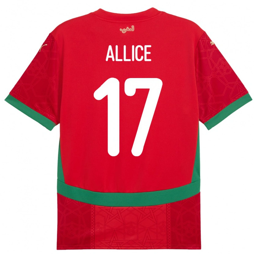 Danxen Enfant Maillot Maroc Eva Allice #17 Rouge Tenues Domicile 24-26 T-Shirt