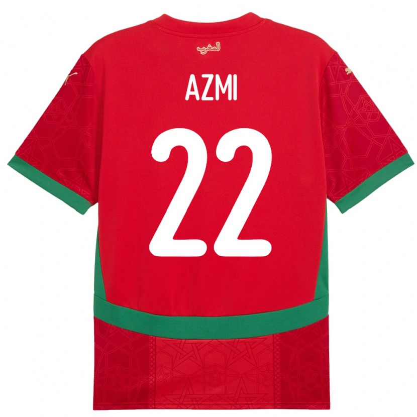 Danxen Enfant Maillot Maroc Ahmed Azmi #22 Rouge Tenues Domicile 24-26 T-Shirt