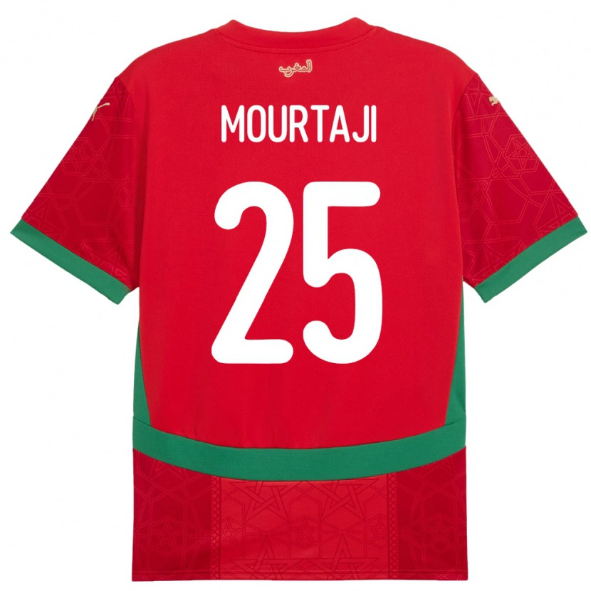 Danxen Enfant Maillot Maroc Chaymaa Mourtaji #25 Rouge Tenues Domicile 24-26 T-Shirt