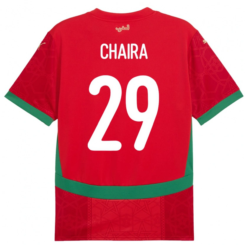 Danxen Enfant Maillot Maroc Ilyas Chaira #29 Rouge Tenues Domicile 24-26 T-Shirt