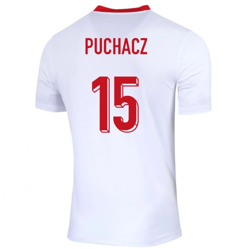 Danxen Enfant Maillot Pologne Tymoteusz Puchacz #15 Blanc Tenues Domicile 24-26 T-Shirt