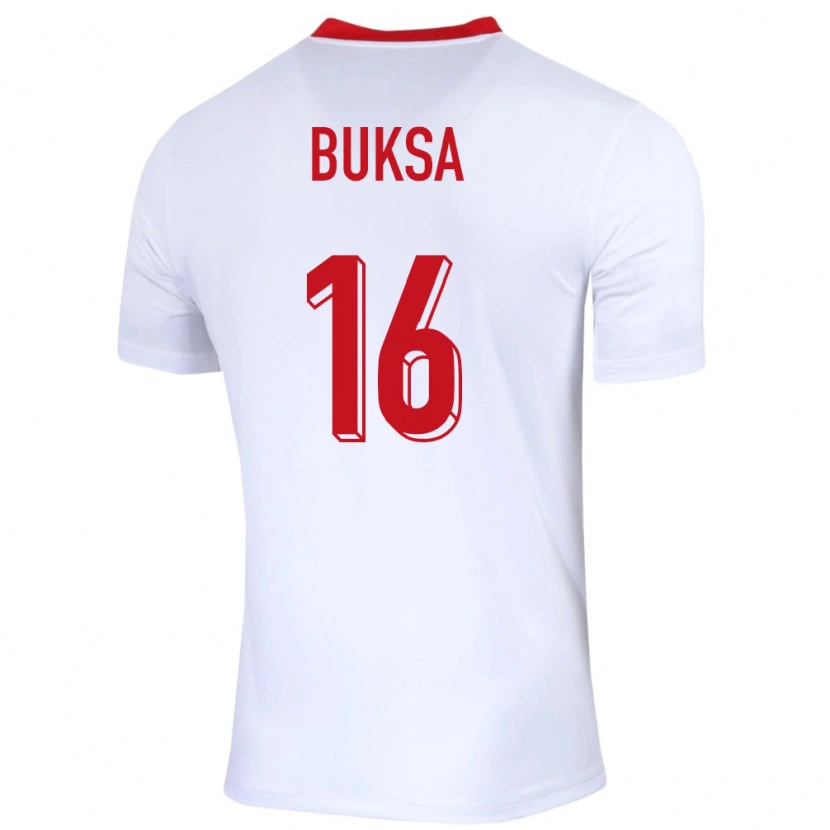 Danxen Enfant Maillot Pologne Adam Buksa #16 Blanc Tenues Domicile 24-26 T-Shirt
