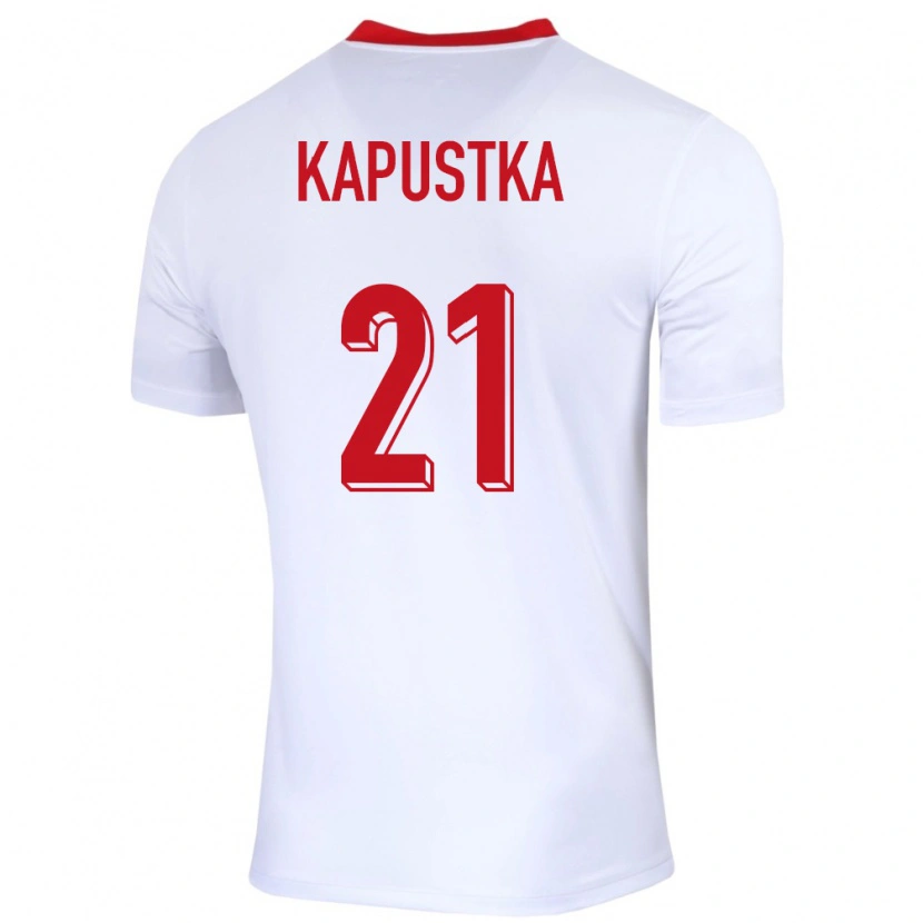 Danxen Enfant Maillot Pologne Bartosz Kapustka #21 Blanc Tenues Domicile 24-26 T-Shirt