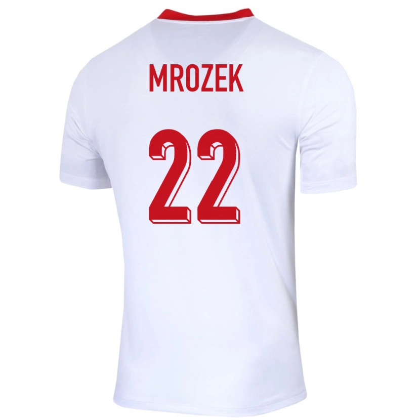 Danxen Enfant Maillot Pologne Bartosz Mrozek #22 Blanc Tenues Domicile 24-26 T-Shirt