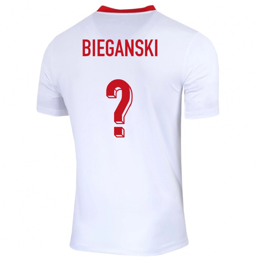 Danxen Enfant Maillot Pologne Jan Bieganski #0 Blanc Tenues Domicile 24-26 T-Shirt