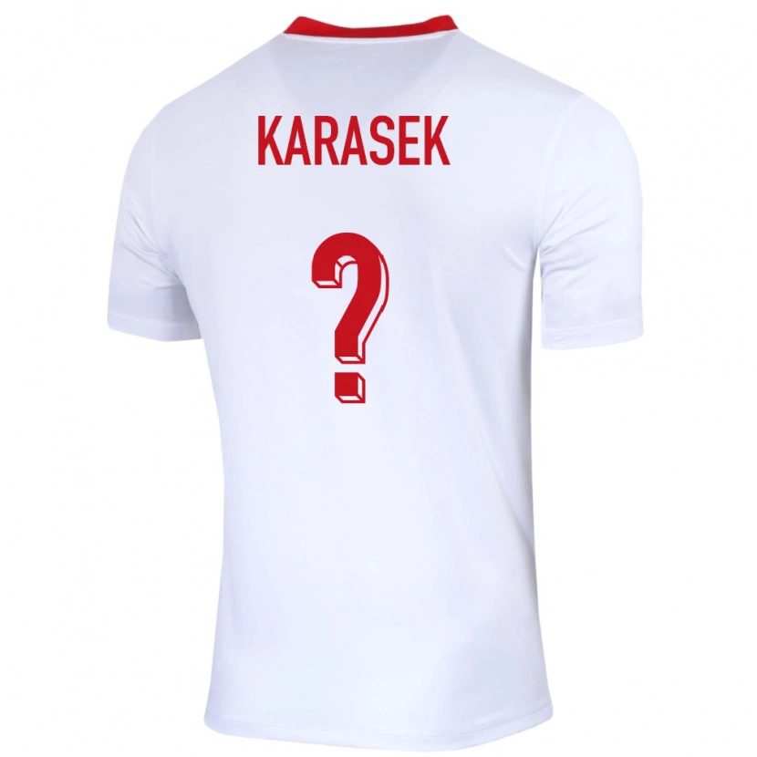 Danxen Enfant Maillot Pologne Kacper Karasek #0 Blanc Tenues Domicile 24-26 T-Shirt