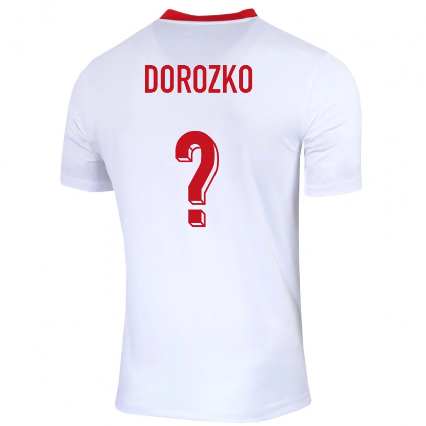 Danxen Enfant Maillot Pologne Jan Dorozko #0 Blanc Tenues Domicile 24-26 T-Shirt