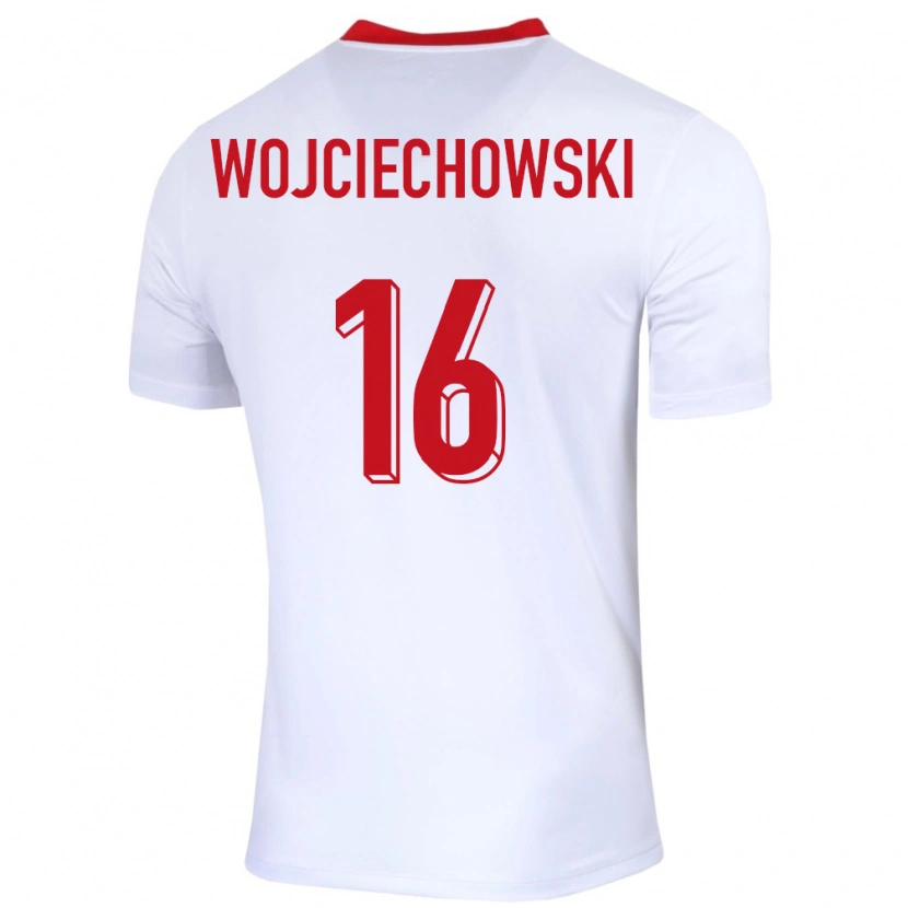 Danxen Enfant Maillot Pologne Oliwier Wojciechowski #16 Blanc Tenues Domicile 24-26 T-Shirt