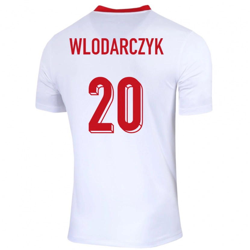 Danxen Enfant Maillot Pologne Szymon Wlodarczyk #20 Blanc Tenues Domicile 24-26 T-Shirt