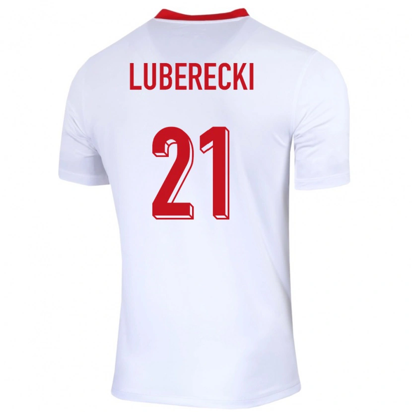 Danxen Enfant Maillot Pologne Filip Luberecki #21 Blanc Tenues Domicile 24-26 T-Shirt