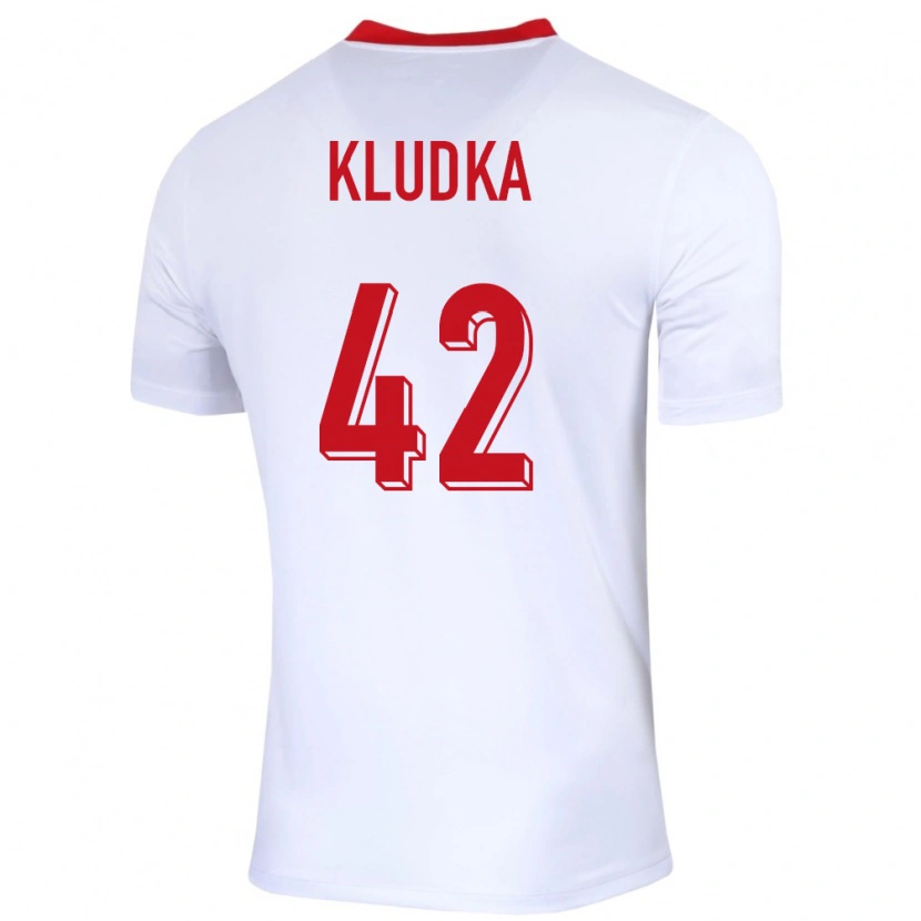 Danxen Enfant Maillot Pologne Bartlomiej Kludka #42 Blanc Tenues Domicile 24-26 T-Shirt