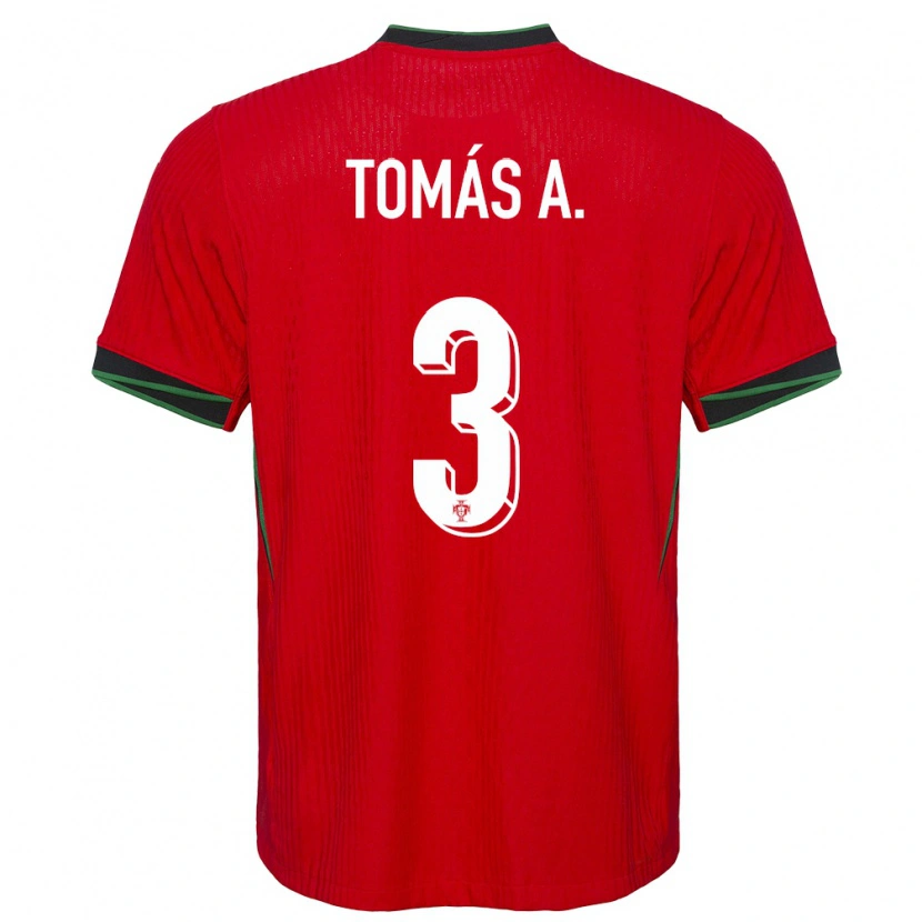 Danxen Enfant Maillot Portugal Tomás Araújo #3 Rouge Tenues Domicile 24-26 T-Shirt