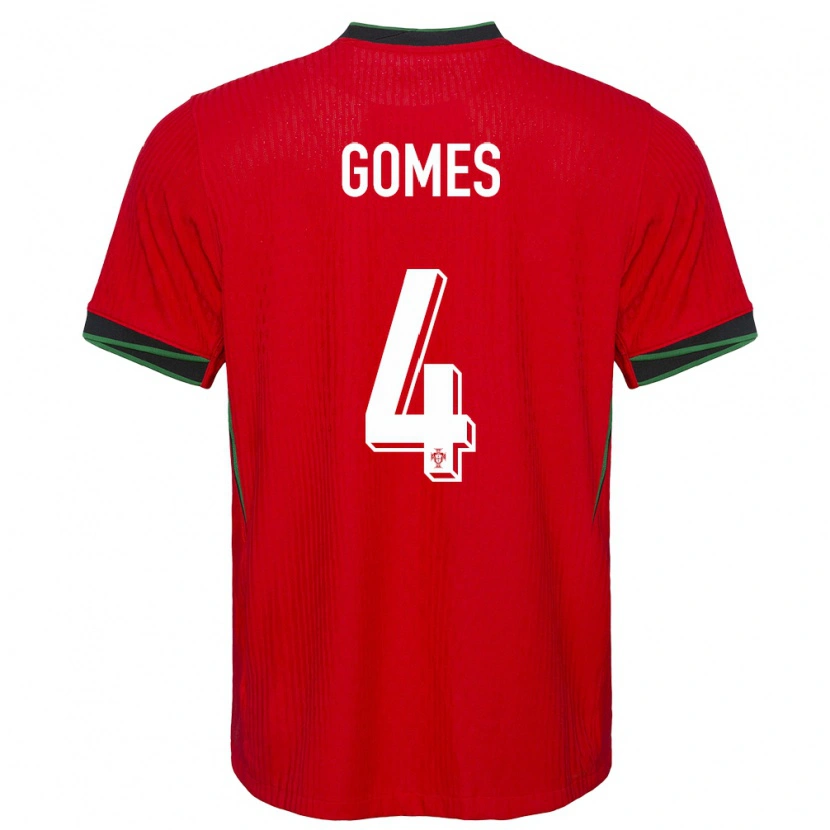 Danxen Enfant Maillot Portugal Luís Gomes #4 Rouge Tenues Domicile 24-26 T-Shirt