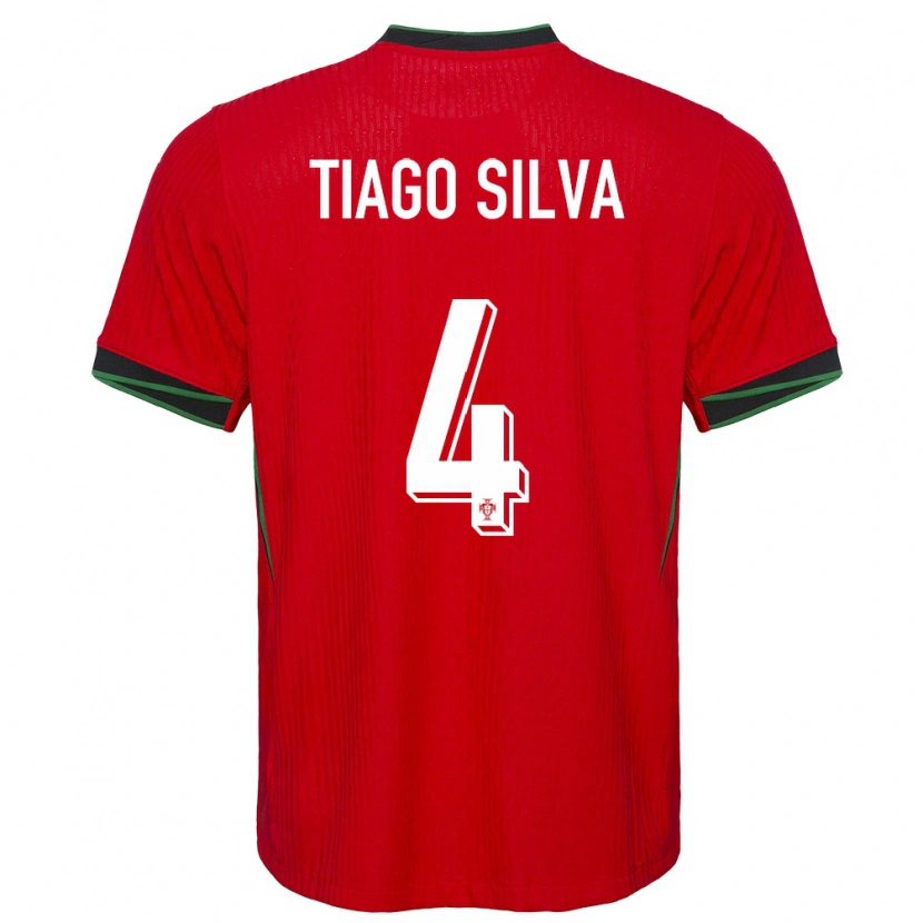Danxen Enfant Maillot Portugal Tiago Silva #4 Rouge Tenues Domicile 24-26 T-Shirt