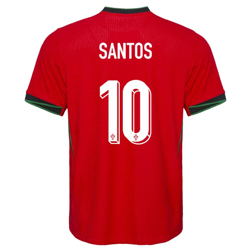 Danxen Enfant Maillot Portugal Pedro Santos #10 Rouge Tenues Domicile 24-26 T-Shirt