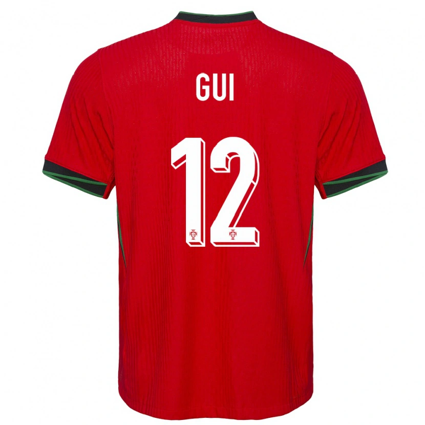 Danxen Enfant Maillot Portugal Gui #12 Rouge Tenues Domicile 24-26 T-Shirt