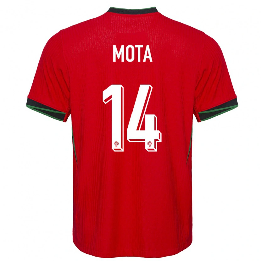 Danxen Enfant Maillot Portugal Edgar Mota #14 Rouge Tenues Domicile 24-26 T-Shirt