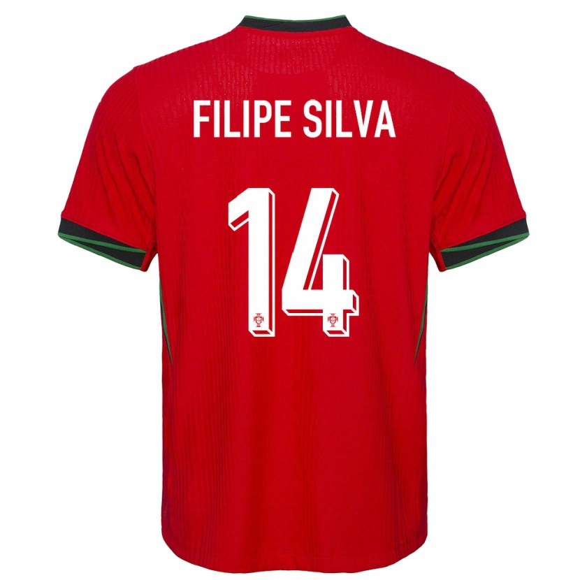 Danxen Enfant Maillot Portugal Filipe Silva #14 Rouge Tenues Domicile 24-26 T-Shirt