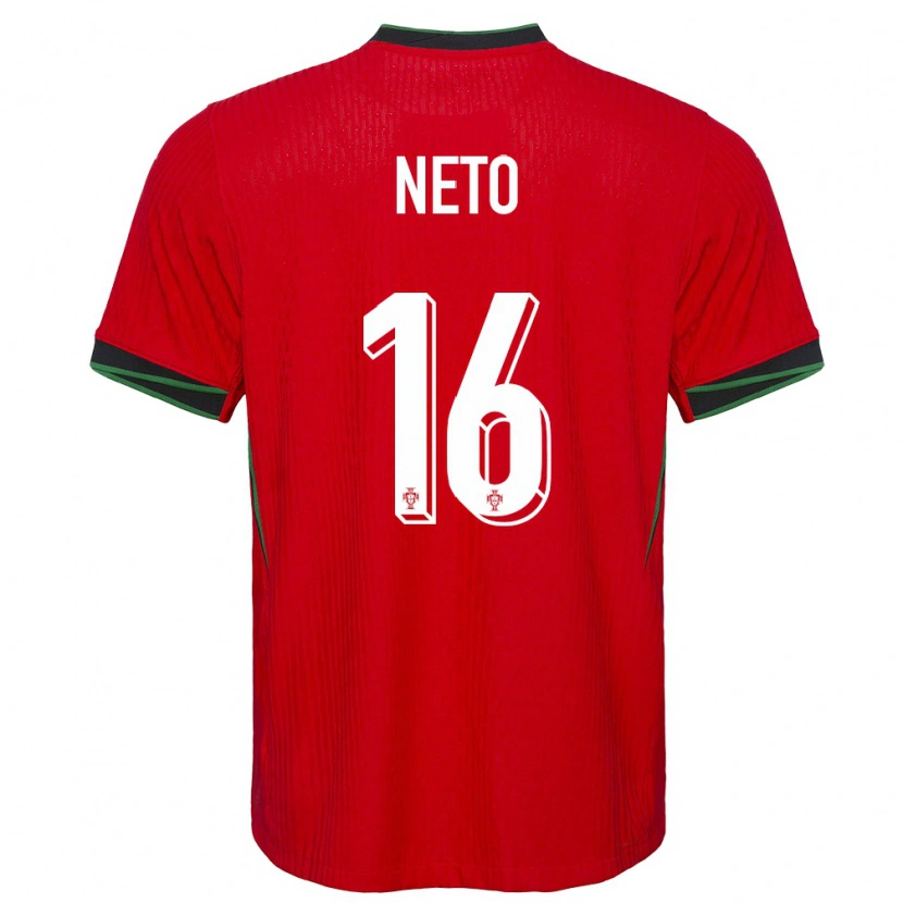 Danxen Enfant Maillot Portugal Martim Neto #16 Rouge Tenues Domicile 24-26 T-Shirt