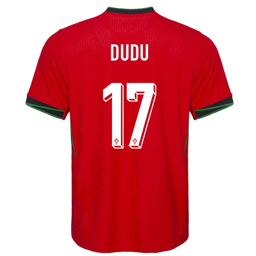 Danxen Enfant Maillot Portugal Dudu #17 Rouge Tenues Domicile 24-26 T-Shirt