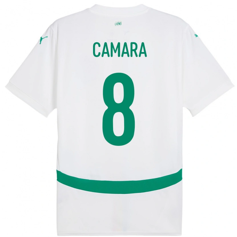 Danxen Enfant Maillot Sénégal Lamine Camara #8 Blanc Tenues Domicile 24-26 T-Shirt