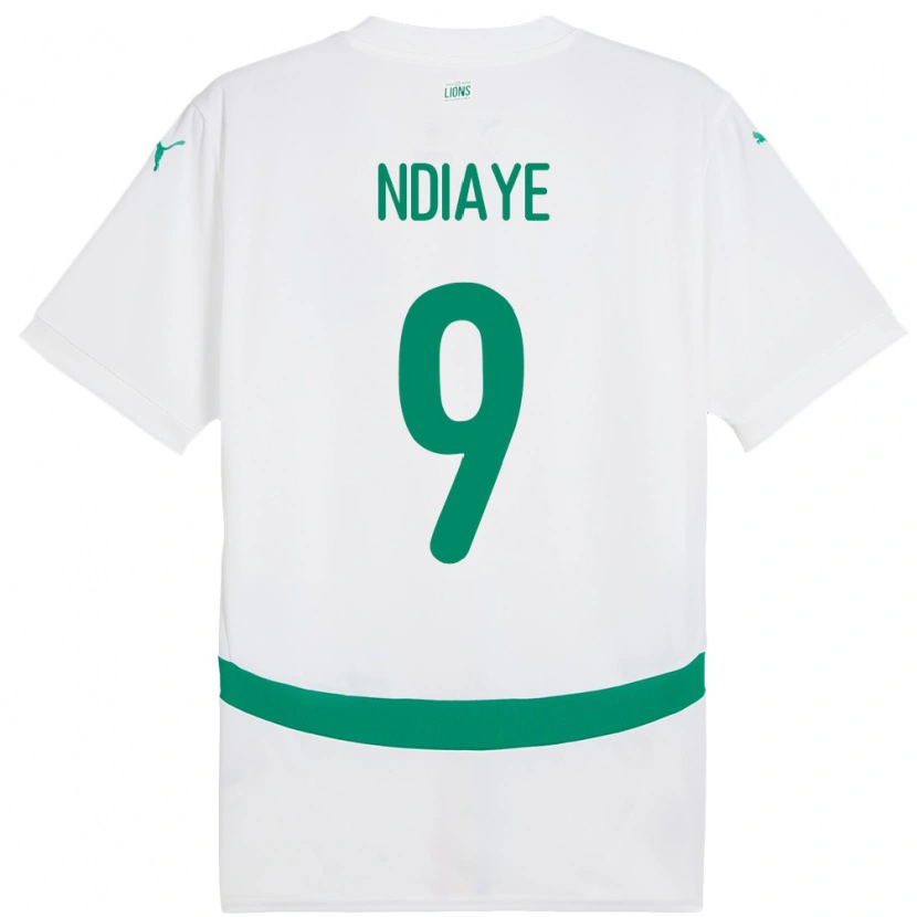 Danxen Enfant Maillot Sénégal Cherif Ndiaye #9 Blanc Tenues Domicile 24-26 T-Shirt