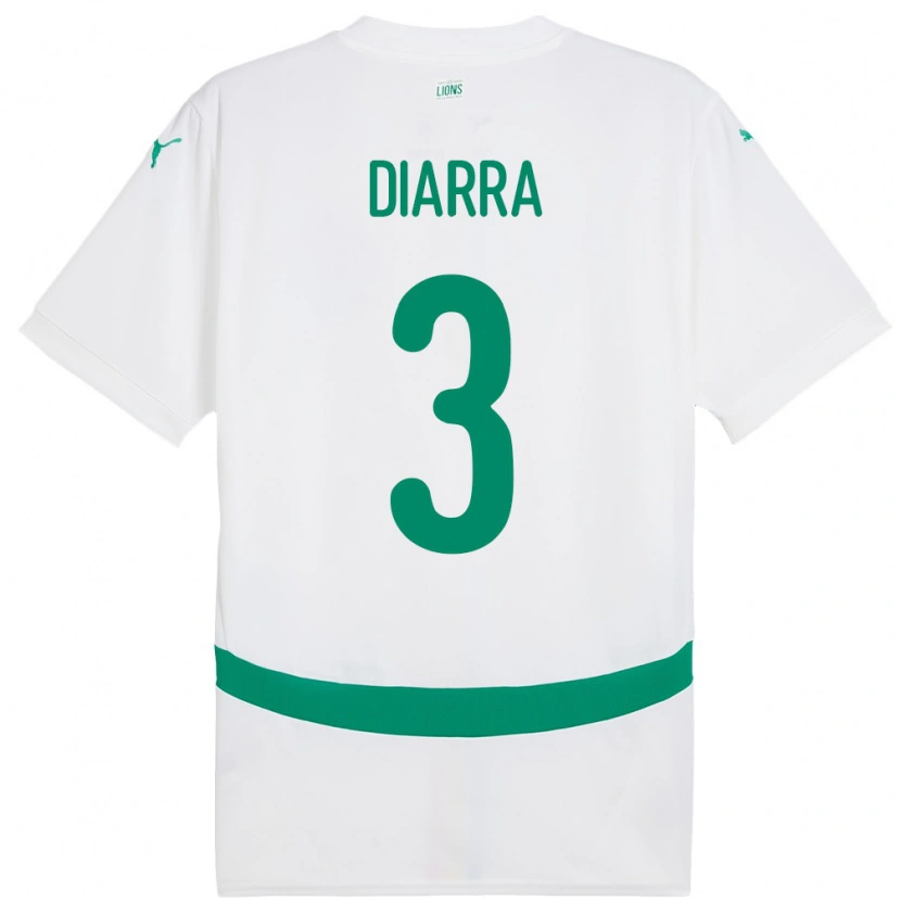 Danxen Enfant Maillot Sénégal Djibril Diarra #3 Blanc Tenues Domicile 24-26 T-Shirt