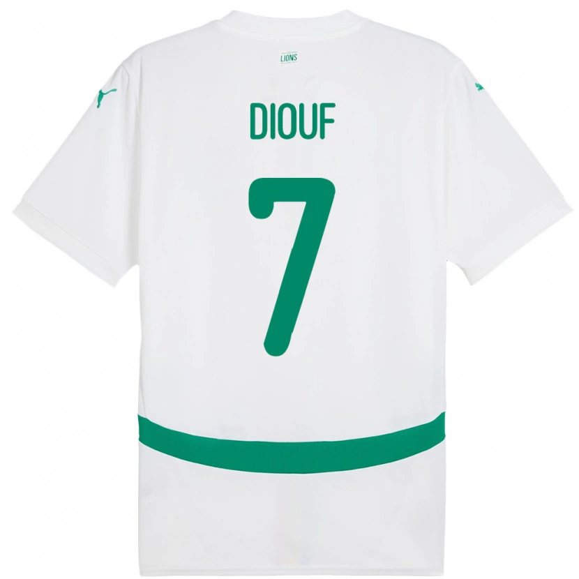 Danxen Enfant Maillot Sénégal Oumar Diouf #7 Blanc Tenues Domicile 24-26 T-Shirt