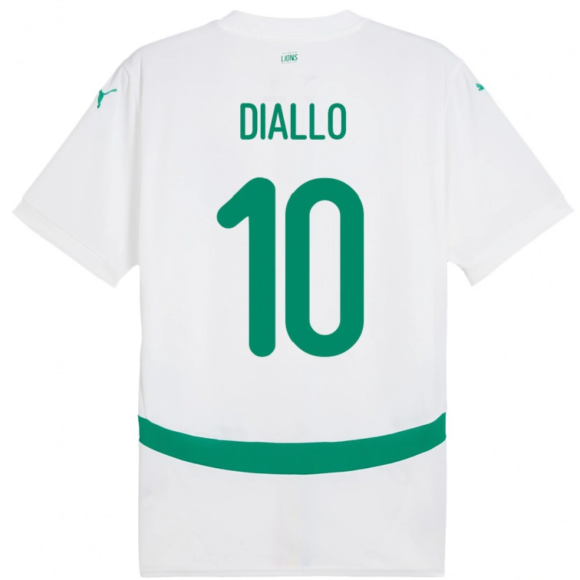 Danxen Enfant Maillot Sénégal Samba Diallo #10 Blanc Tenues Domicile 24-26 T-Shirt