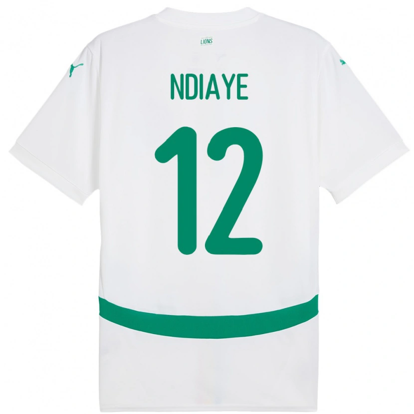 Danxen Enfant Maillot Sénégal Babacar Ndiaye #12 Blanc Tenues Domicile 24-26 T-Shirt