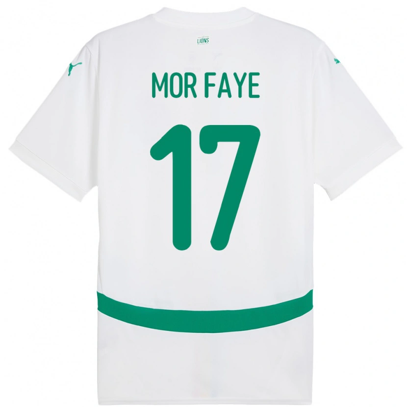 Danxen Enfant Maillot Sénégal Mame Mor Faye #17 Blanc Tenues Domicile 24-26 T-Shirt