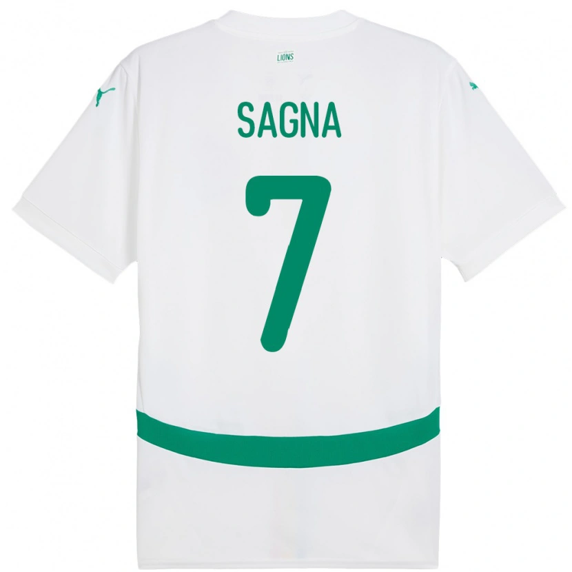 Danxen Enfant Maillot Sénégal Amadou Sagna #7 Blanc Tenues Domicile 24-26 T-Shirt