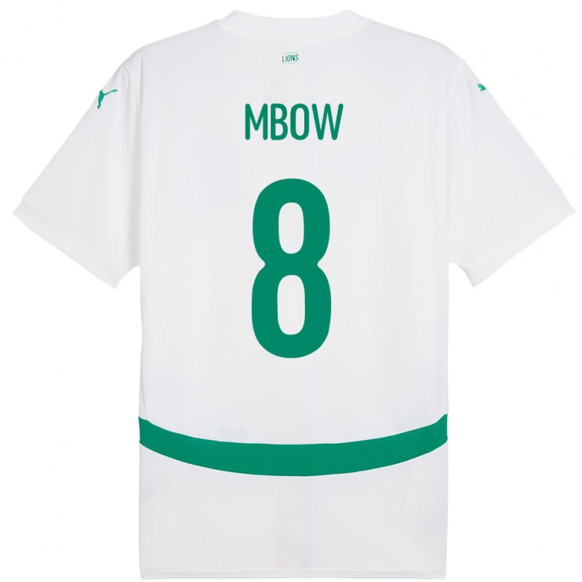 Danxen Enfant Maillot Sénégal Mamadou Mbow #8 Blanc Tenues Domicile 24-26 T-Shirt
