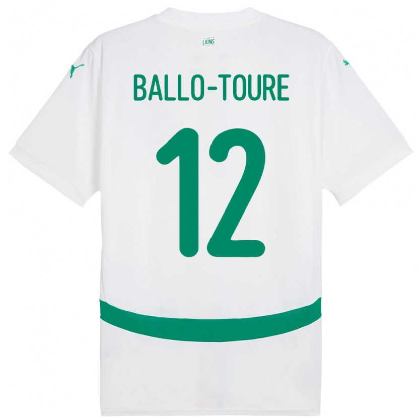 Danxen Enfant Maillot Sénégal Fode Ballo-Toure #12 Blanc Tenues Domicile 24-26 T-Shirt