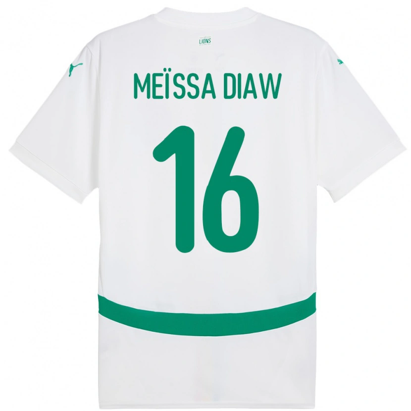 Danxen Enfant Maillot Sénégal Ndeye Meissa Diaw #16 Blanc Tenues Domicile 24-26 T-Shirt
