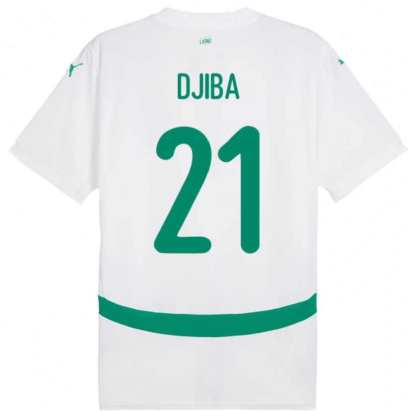 Danxen Enfant Maillot Sénégal Francois Djiba #21 Blanc Tenues Domicile 24-26 T-Shirt