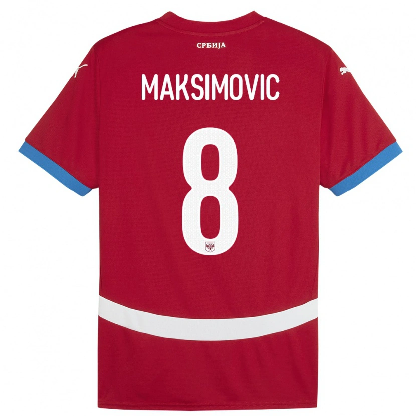 Danxen Enfant Maillot Serbie Andrija Maksimovic #8 Rouge Tenues Domicile 24-26 T-Shirt