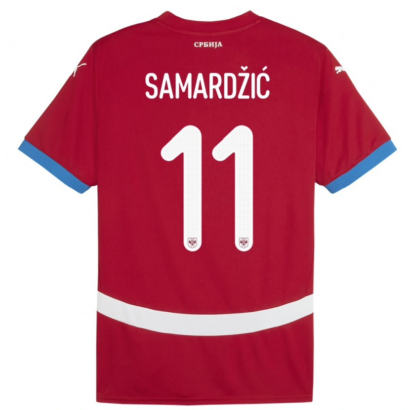 Danxen Enfant Maillot Serbie Lazar Samardžić #11 Rouge Tenues Domicile 24-26 T-Shirt
