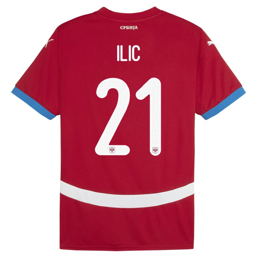 Danxen Enfant Maillot Serbie Veljko Ilic #21 Rouge Tenues Domicile 24-26 T-Shirt