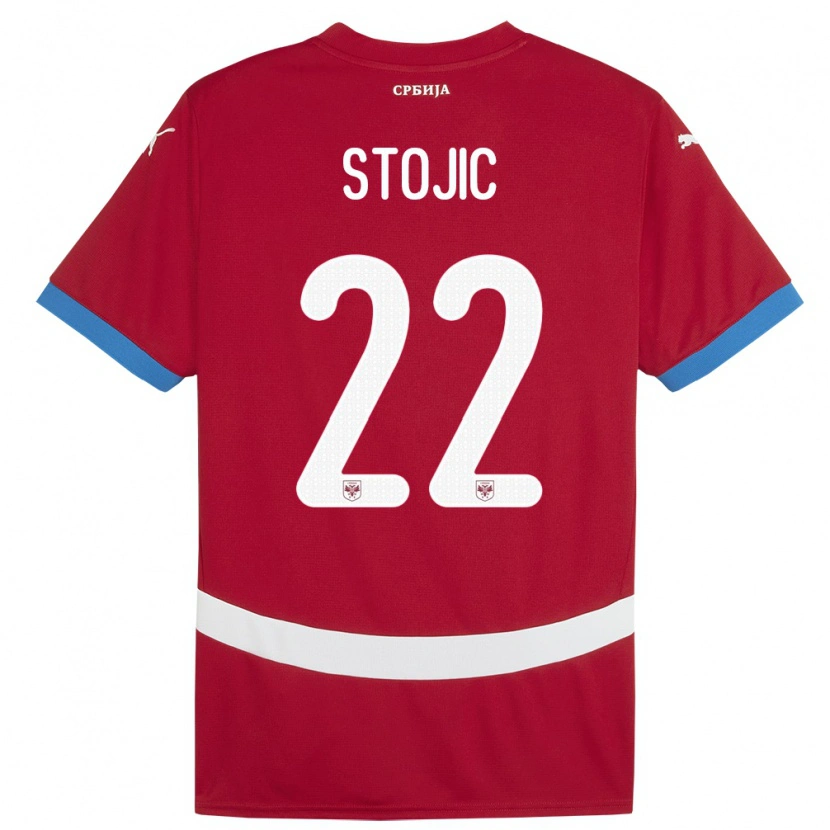 Danxen Enfant Maillot Serbie Nemanja Stojic #22 Rouge Tenues Domicile 24-26 T-Shirt