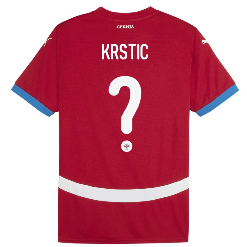 Danxen Enfant Maillot Serbie Nikola Krstic #0 Rouge Tenues Domicile 24-26 T-Shirt